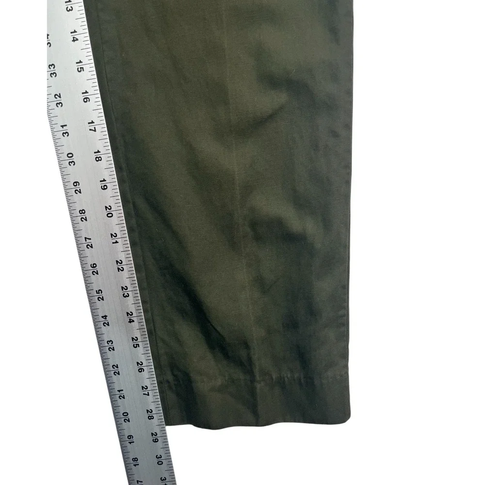 Banana Republic 33x29 Olive Green Linen Cotton Chino Pants Trousers Flat Front